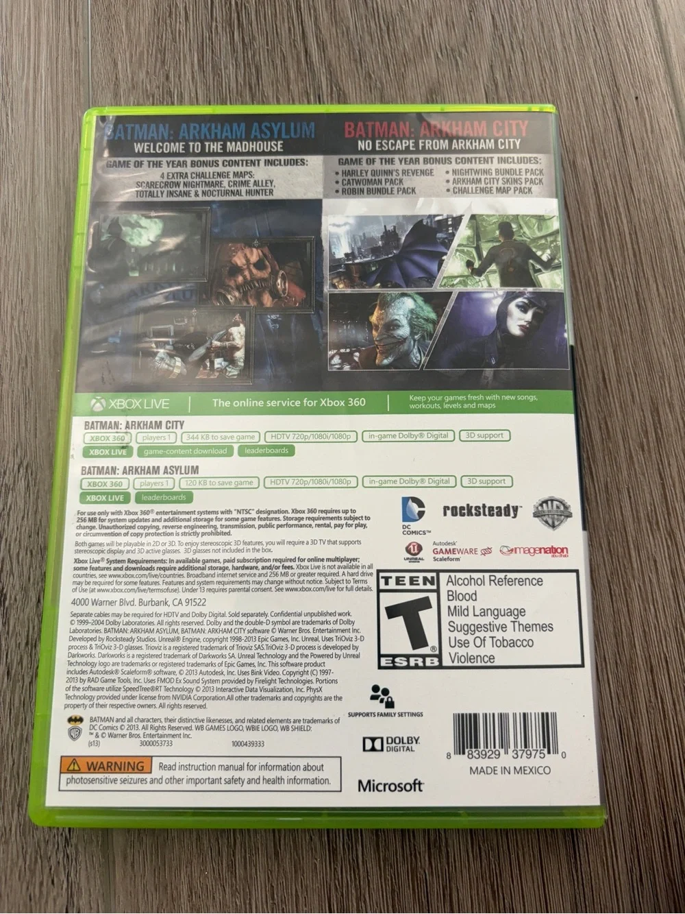 Batman: Arkham Asylum & Arkham City XBox 360 Game